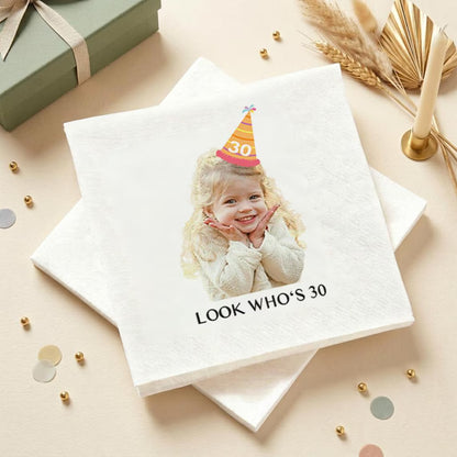 Personalized Birthday Napkins with Photo – Custom Party Decor