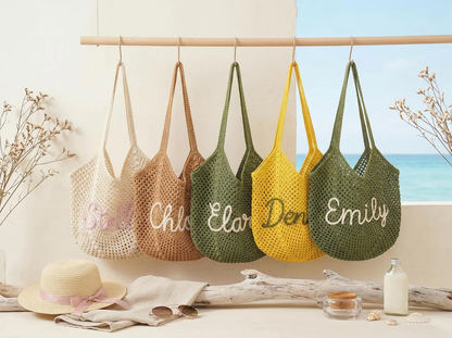 Personalized Crochet Beach Bag – Custom Summer Tote Gift