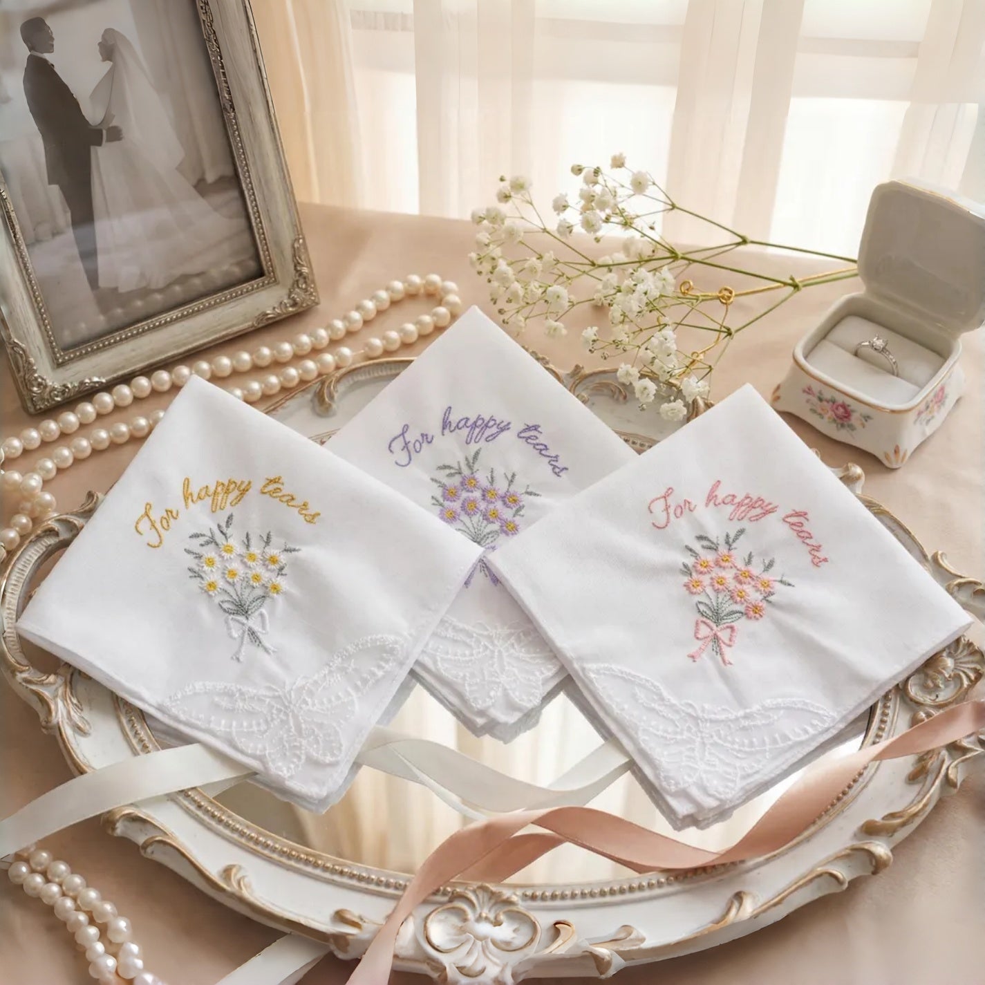 Personalized Wedding Handkerchief | Custom Bridal Keepsake Gift