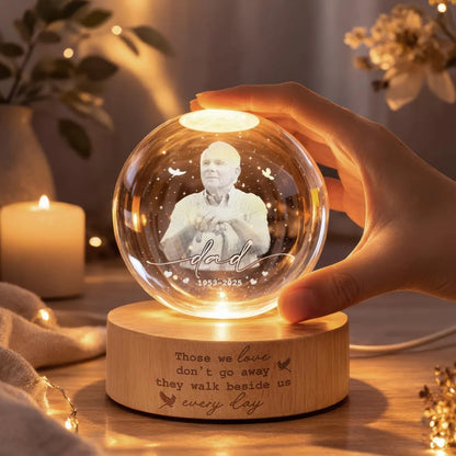 Personalized Memorial Crystal Night Light – Photo Engraved Lamp Gift