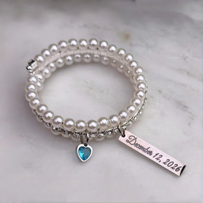 Personalized Bridal Bouquet Wrap Something Blue Charm Gift