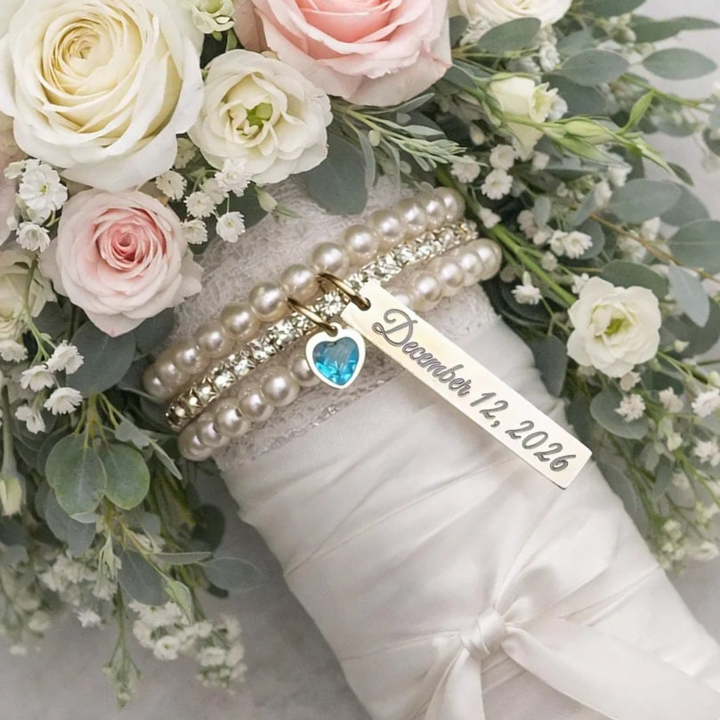 Personalized Bridal Bouquet Wrap Something Blue Charm Gift