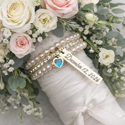 Personalized Bridal Bouquet Wrap Something Blue Charm Gift