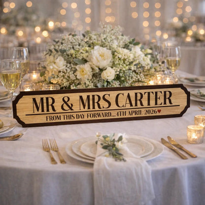 Personalized Wedding Road Sign – Custom Name & Date Sign