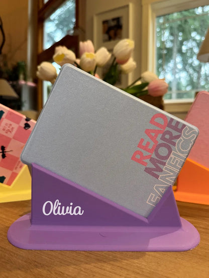 Personalized Kindle Stand | Custom Name E-Reader Holder for Bed Reading