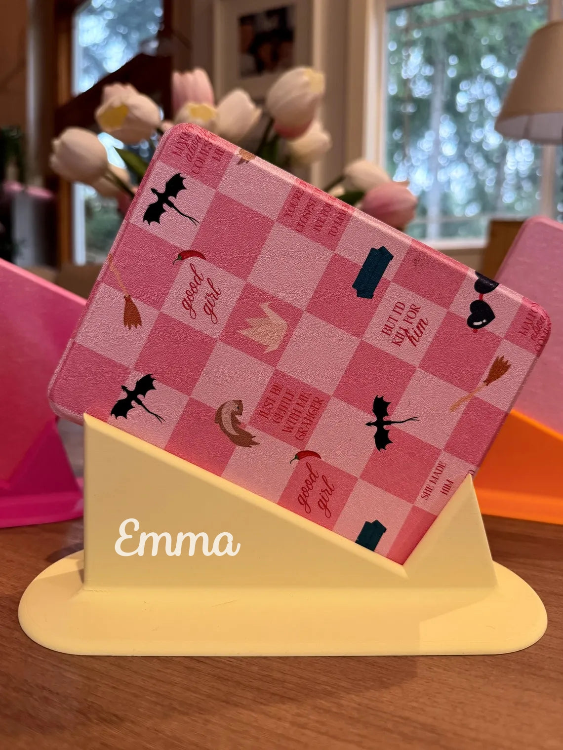 Personalized Kindle Stand | Custom Name E-Reader Holder for Bed Reading