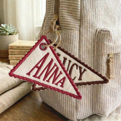 Custom Embroidered Pennant Backpack Tag | Personalized Name Gift