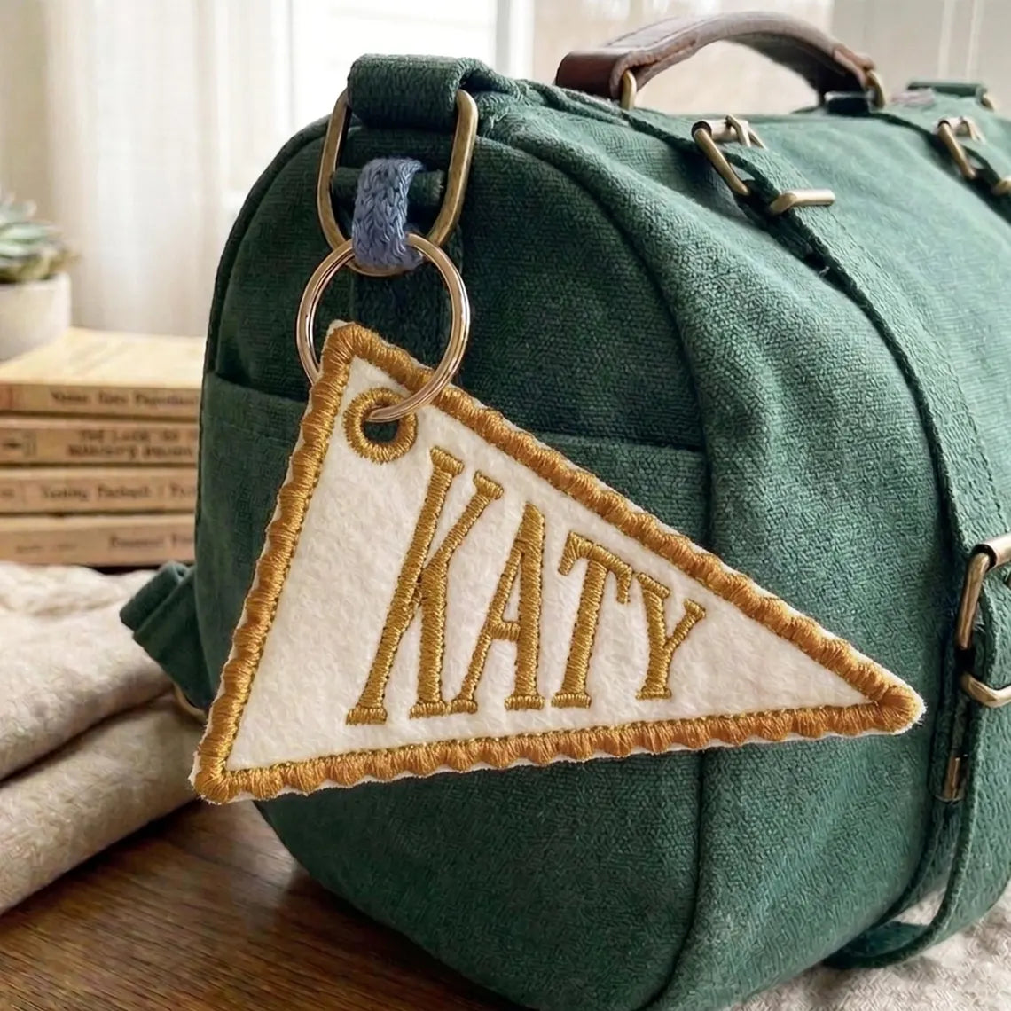 Custom Embroidered Pennant Backpack Tag | Personalized Name Gift
