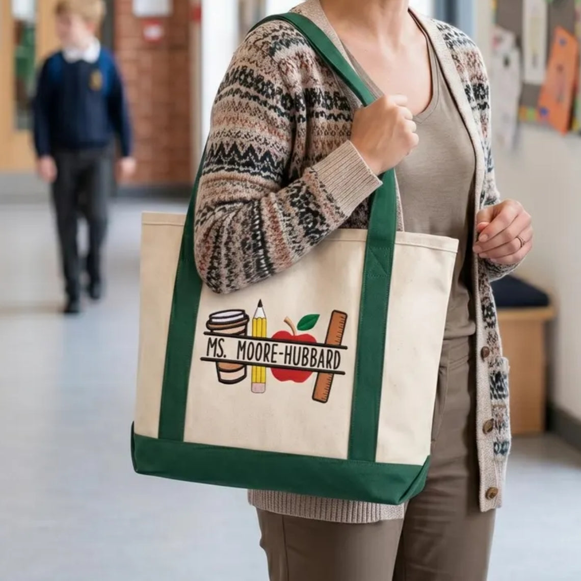 Personalized Teacher Tote Bag – Custom Name Embroidered Gift