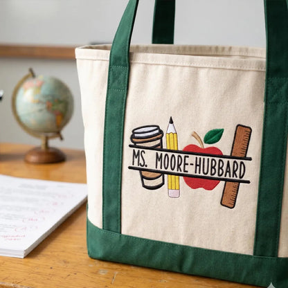 Personalized Teacher Tote Bag – Custom Name Embroidered Gift