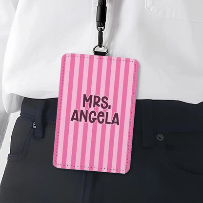Personalized Colorful Stripe Badge Holder for Teachers & Nurses