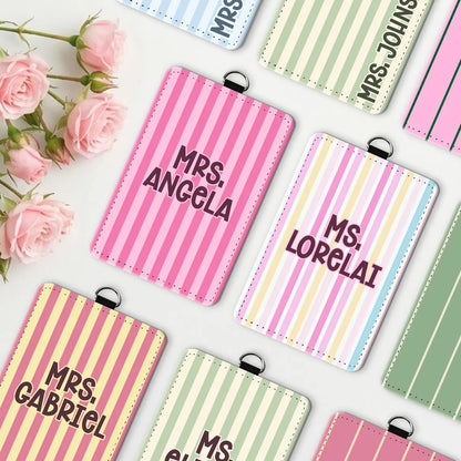 Personalized Colorful Stripe Badge Holder for Teachers & Nurses