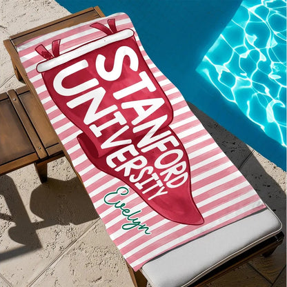 Personalized Graduation Beach Towel with School Pennant