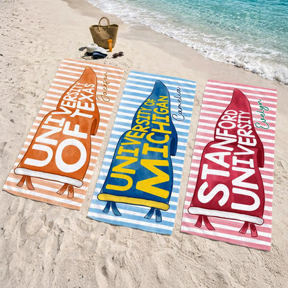 Personalized Graduation Beach Towel with School Pennant