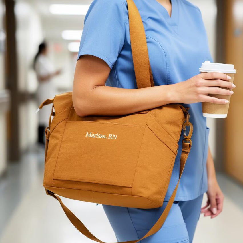 Custom Nurse Work Tote Bag | Personalized Laptop & Travel Bag