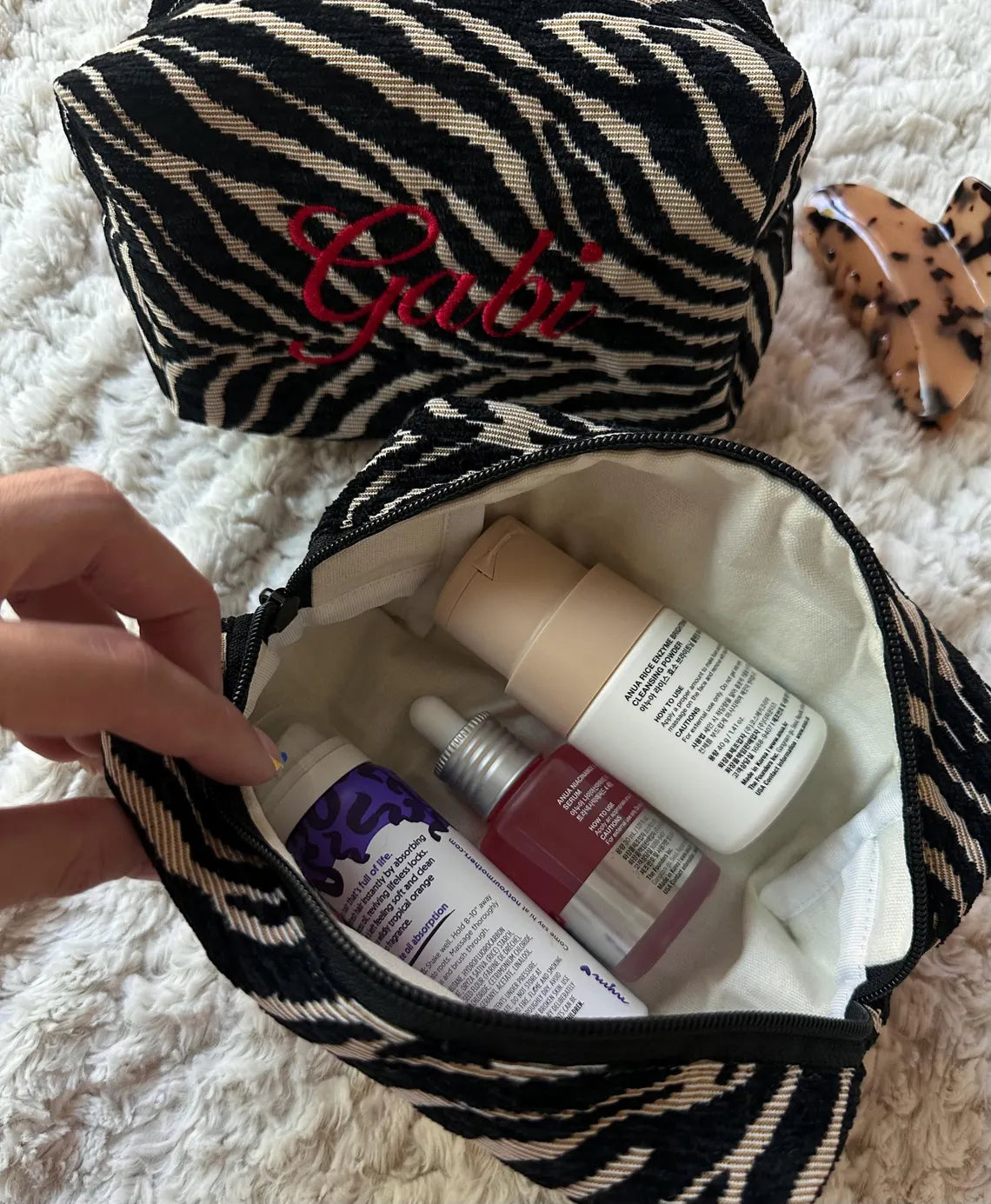 Custom Zebra Makeup Bag | Personalized Embroidered Pouch
