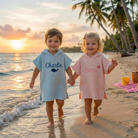 Personalized  Embroidered Kids Hooded Beach Towel | Custom Name Poncho