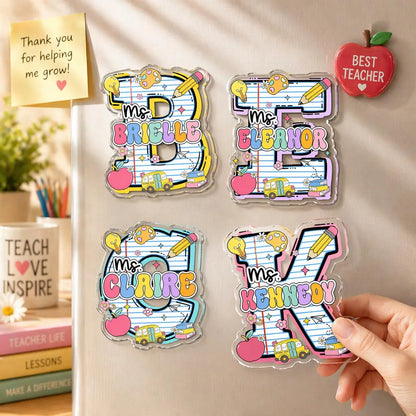 Personalized Teacher Name Magnets – Custom Letter Acrylic Classroom & Gift Decor
