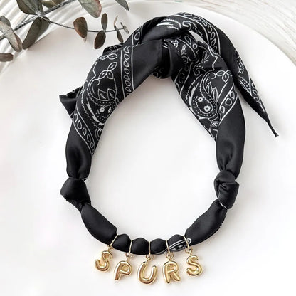 Personalized Scarf Necklace with Bubble Letter Charms