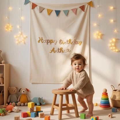 Personalized 3D Yarn Birthday Banner | Custom Baby Party Backdrop