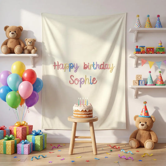 Personalized 3D Yarn Birthday Banner | Custom Baby Party Backdrop