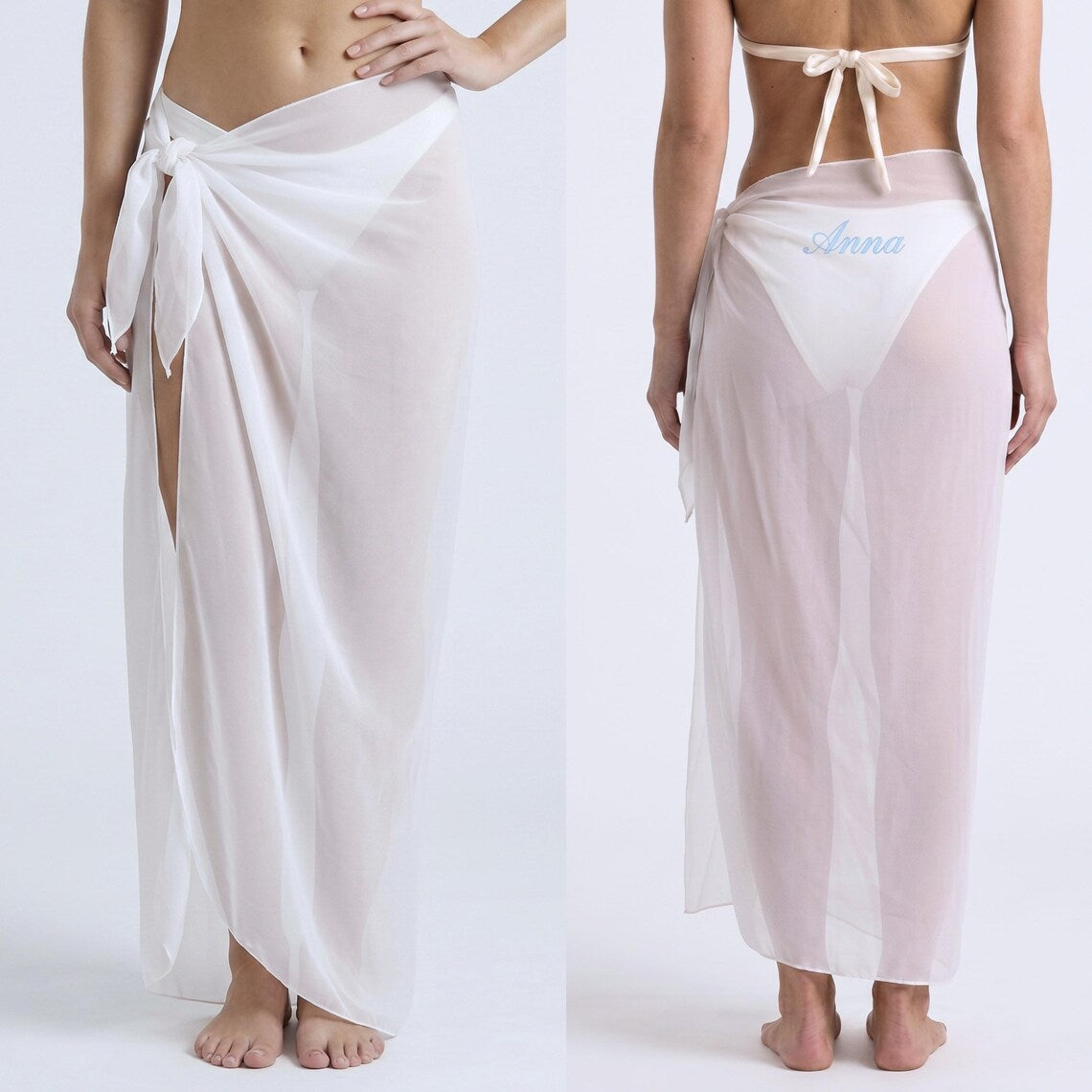 Personalized Bridal Sarong | Custom Embroidered Honeymoon Beach Wrap