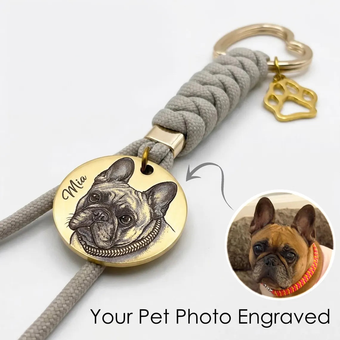 Custom Pet Portrait Keychain | Personalized Pet Photo Keychain | Gift for Pet Lovers