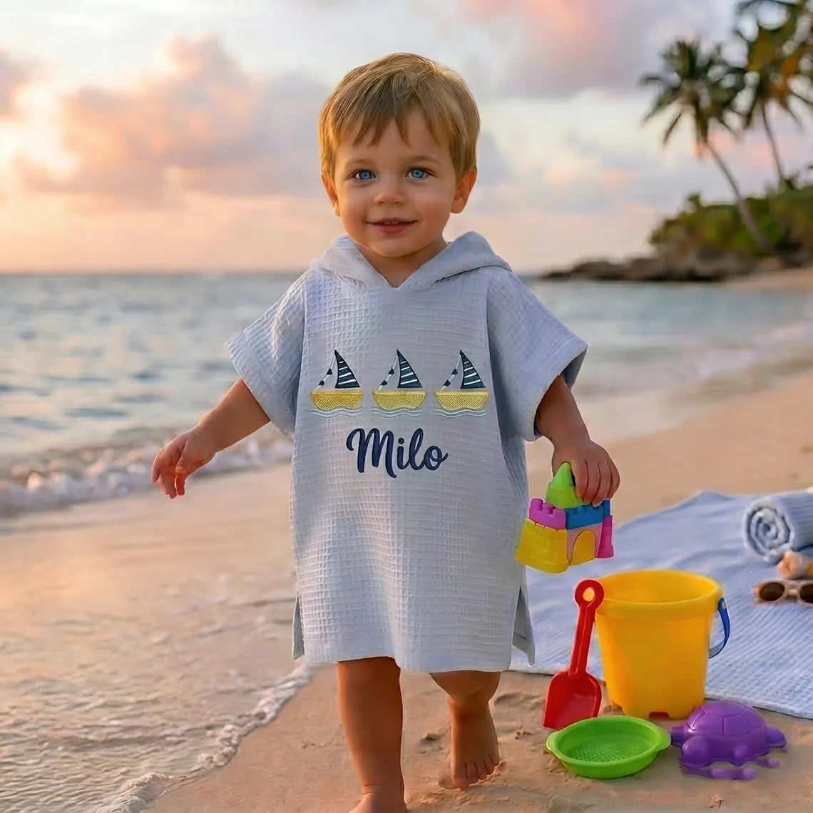 Personalized Toddler Beach Towel | Hooded Poncho 1–3T