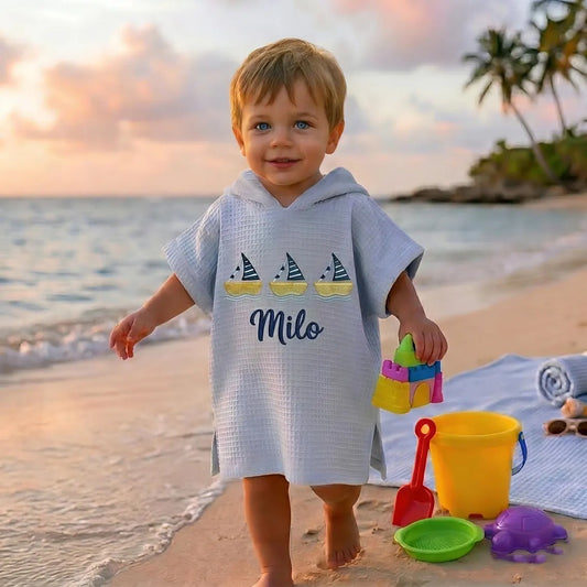 Personalized Toddler Beach Towel | Hooded Poncho 1–3T