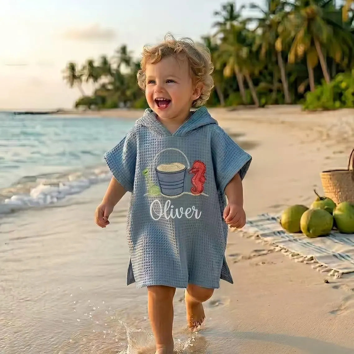 Personalized Toddler Beach Towel | Hooded Poncho 1–3T