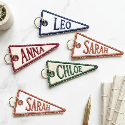 Custom Embroidered Pennant Backpack Tag | Personalized Name Gift