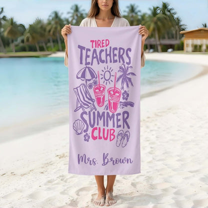 Personalized Teacher Beach Towel – Custom Name Summer Gift