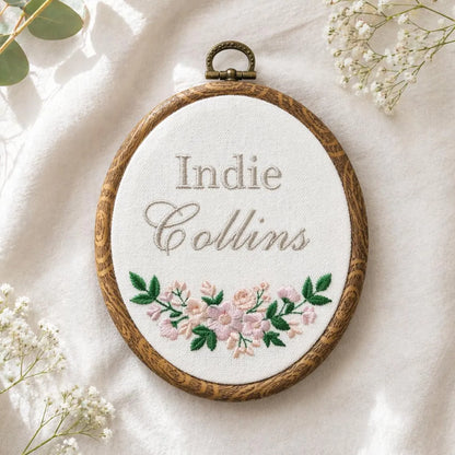 Personalized Baby Name Embroidery Hoop | Floral Nursery Decor