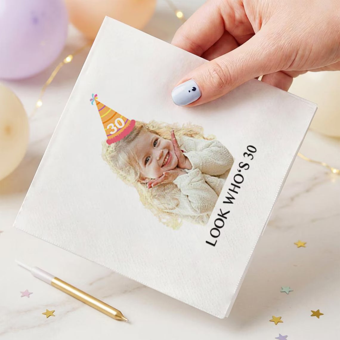 Personalized Birthday Napkins with Photo – Custom Party Decor