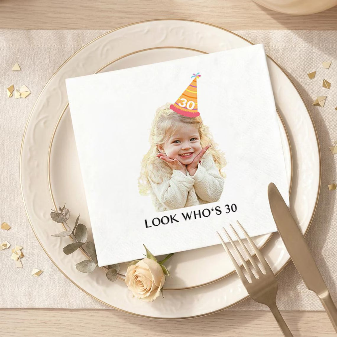 Personalized Birthday Napkins with Photo – Custom Party Decor