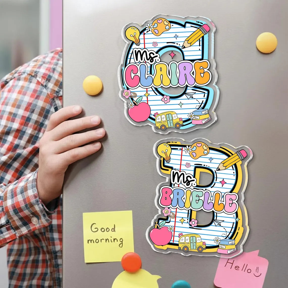 Personalized Teacher Name Magnets – Custom Letter Acrylic Classroom & Gift Decor