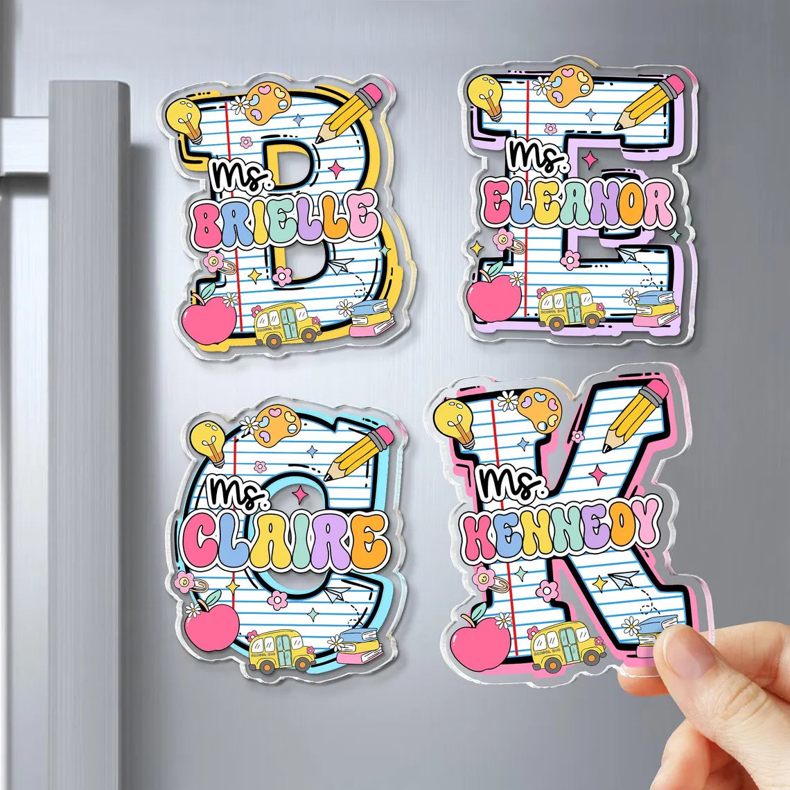 Personalized Teacher Name Magnets – Custom Letter Acrylic Classroom & Gift Decor