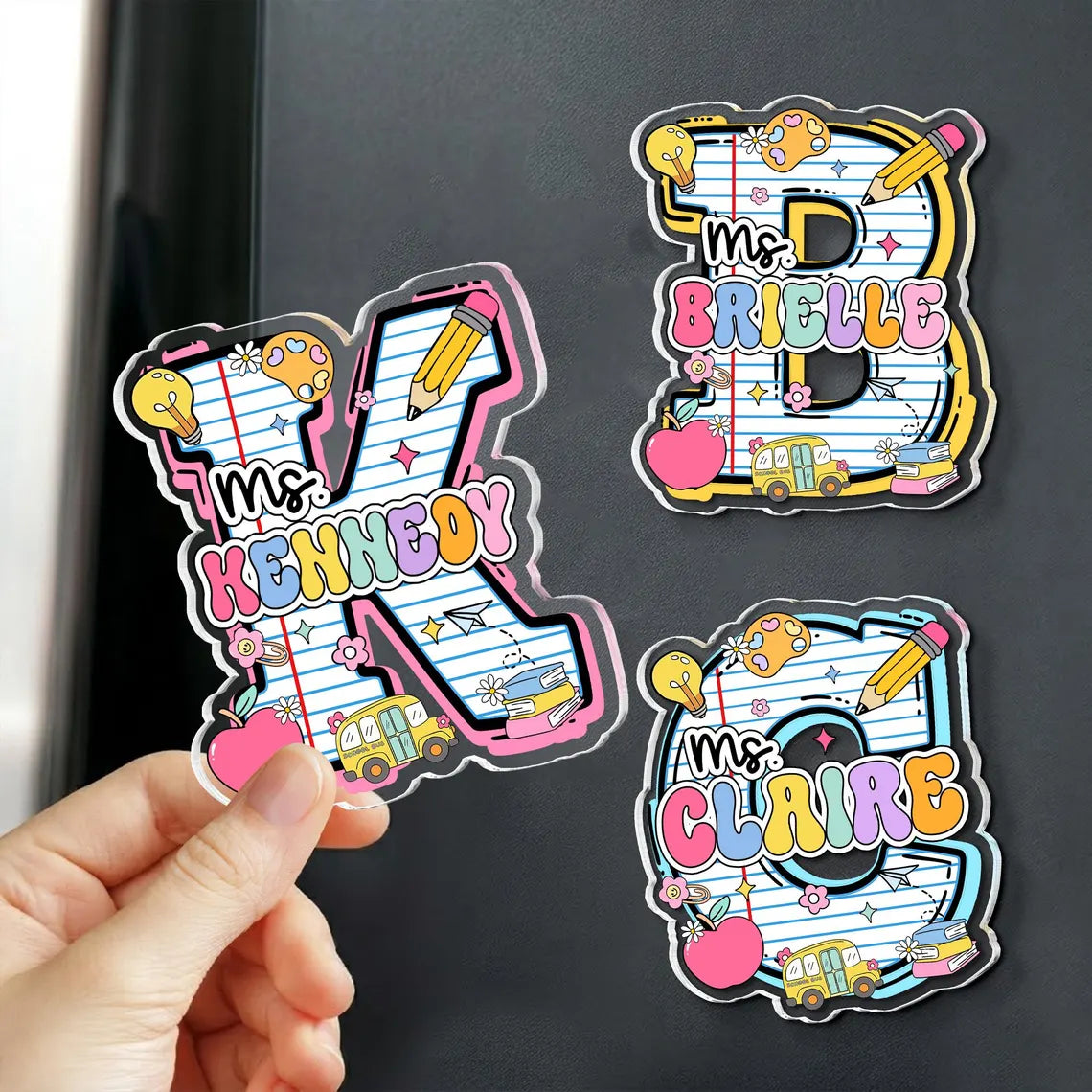 Personalized Teacher Name Magnets – Custom Letter Acrylic Classroom & Gift Decor