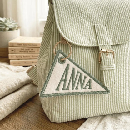 Custom Embroidered Pennant Backpack Tag | Personalized Name Gift