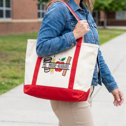 Personalized Teacher Tote Bag – Custom Name Embroidered Gift