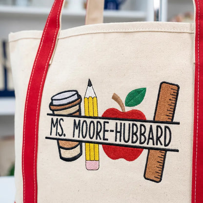 Personalized Teacher Tote Bag – Custom Name Embroidered Gift