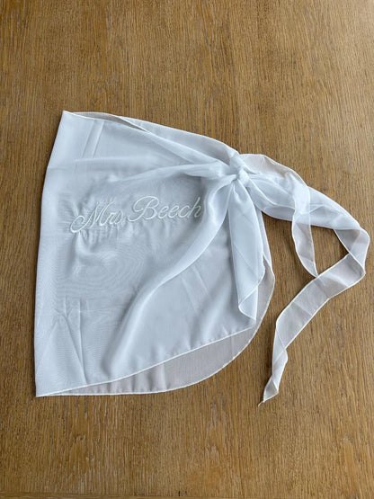 Custom Bride Embroidered Beach Sarong | Personalized Cover Up