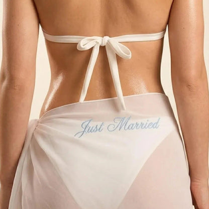 Personalized Bridal Sarong | Custom Embroidered Honeymoon Beach Wrap