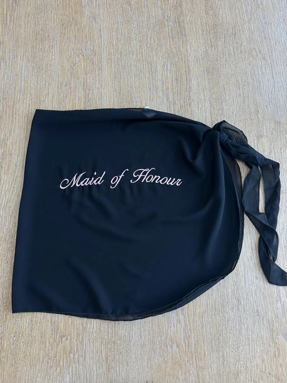 Custom Bride Embroidered Beach Sarong | Personalized Cover Up