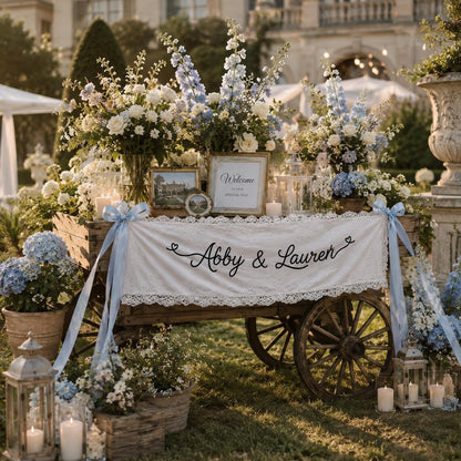 Custom Lace Wedding Welcome Sign | Romantic Ceremony Banner