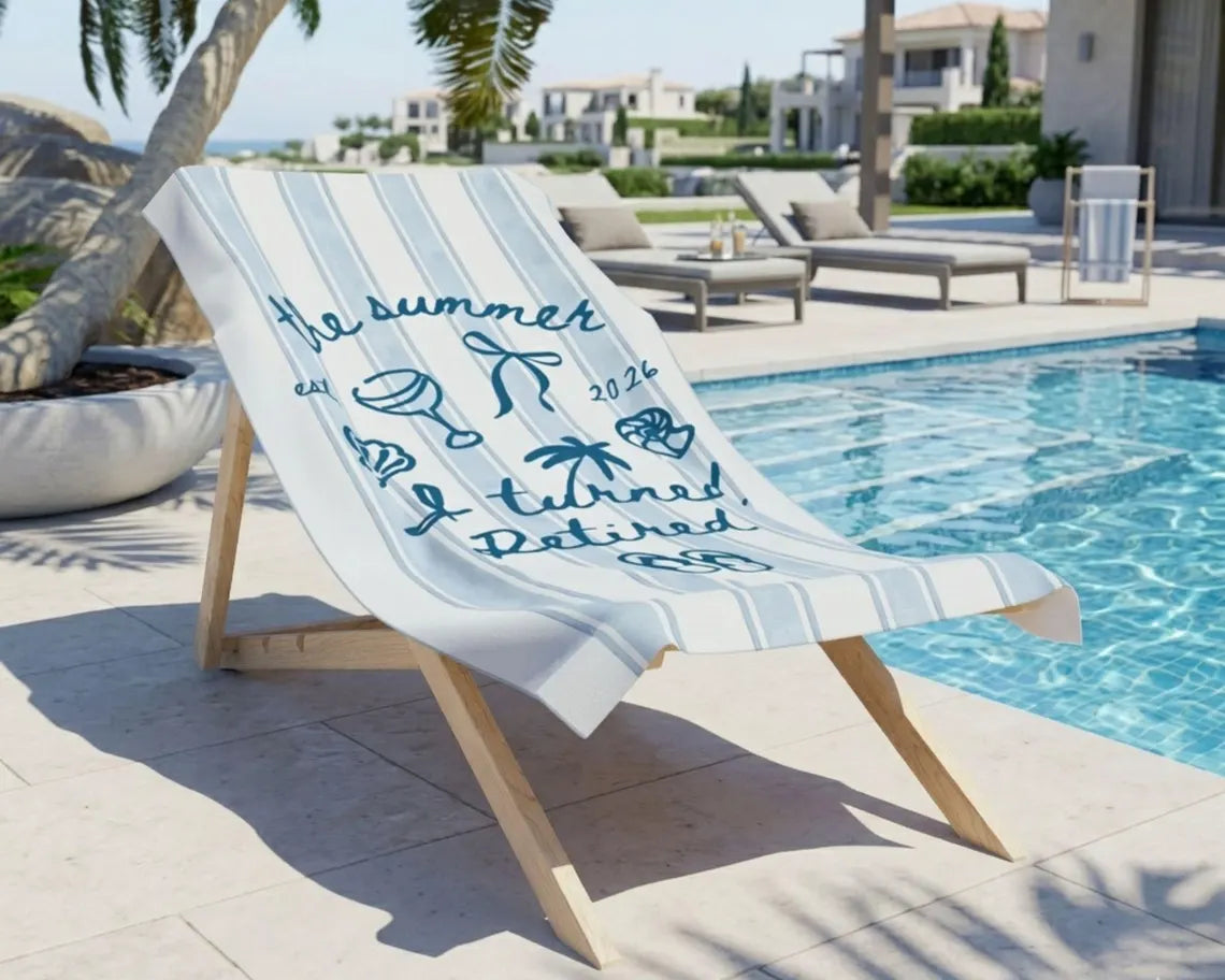 The Summer I Turned Retired Beach Towel Funny Gift for Women