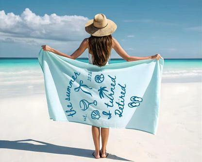 The Summer I Turned Retired Beach Towel Funny Gift for Women