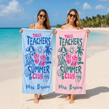 Personalized Teacher Beach Towel – Custom Name Summer Gift