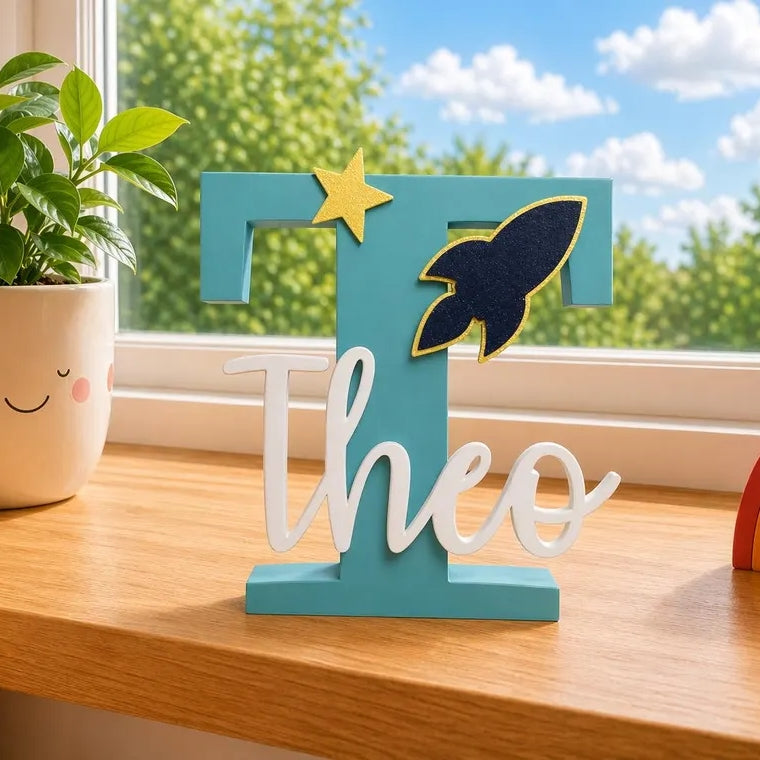 Personalized Freestanding Name Letter Sign | Custom 3D Printed Nursery Decor
