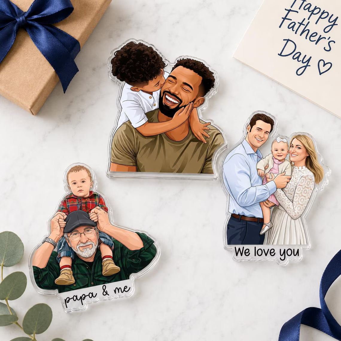 Personalized Dad & Kids Photo Magnet | Custom Father’s Day Gift